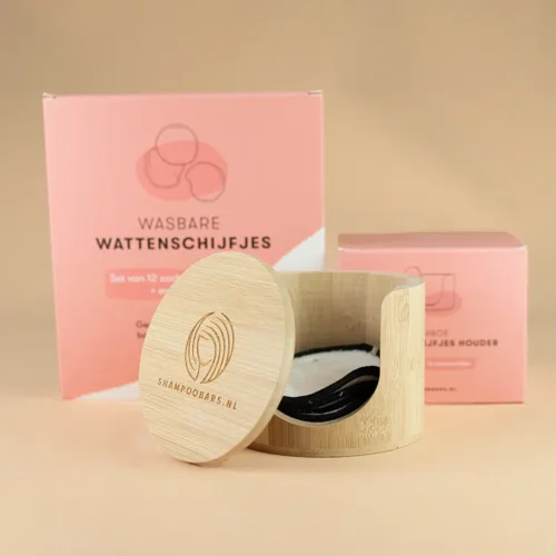Wasbare wattenschijfjes + houder