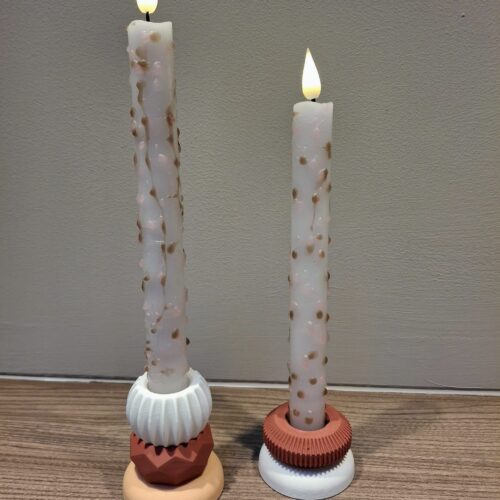 LED Dip Dye kaars Confetti Neutral: Ecru/Lichtbruin/Chestnut nr. 17