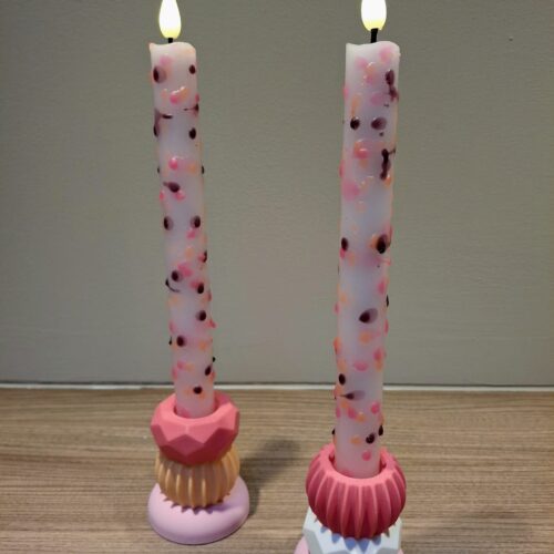 LED Confetti kaars Blackberry/roze/oranje nr. 55