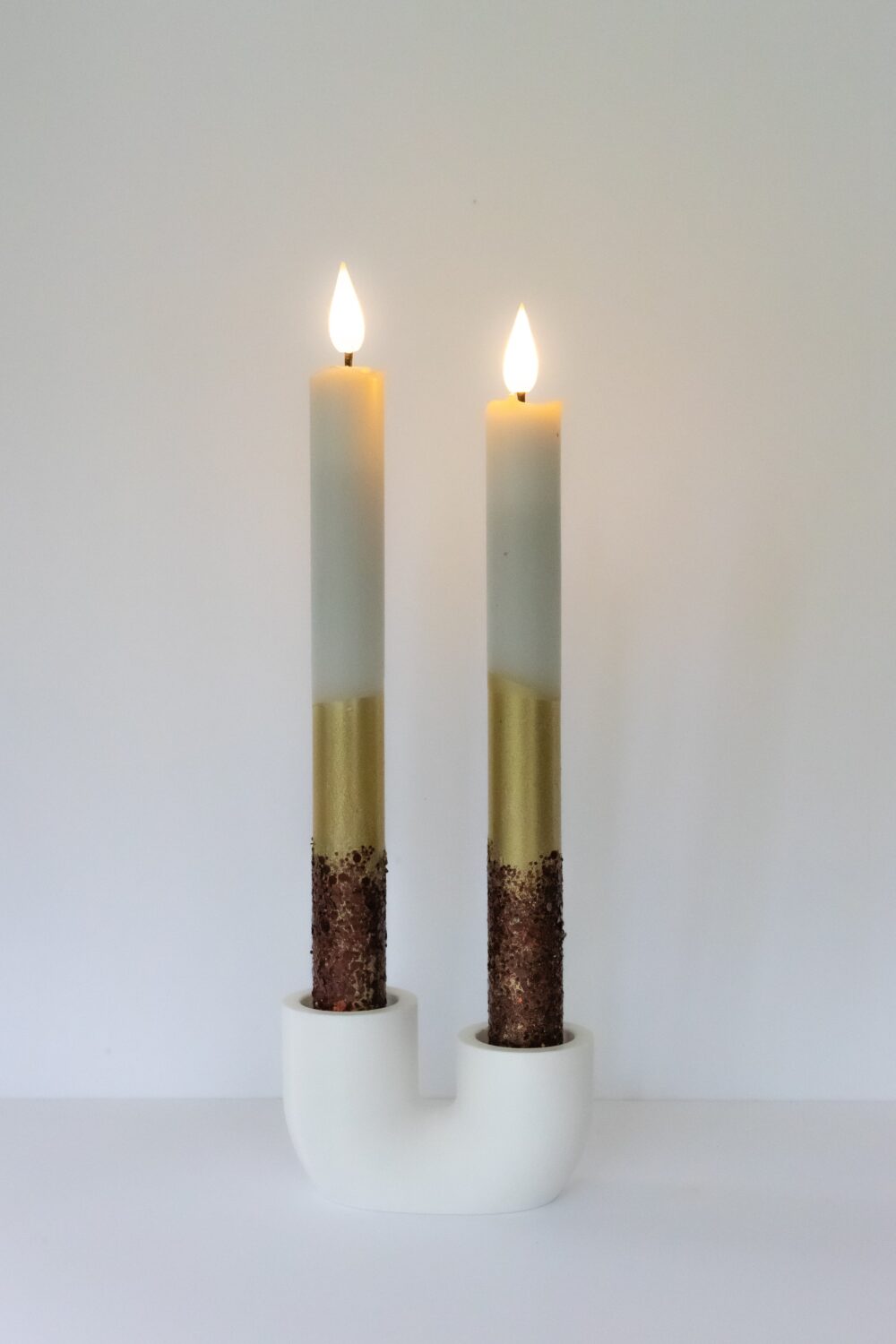 LED Iconic Dip Dye kaars Ecru/Goud/Donkerbruin nr. 211